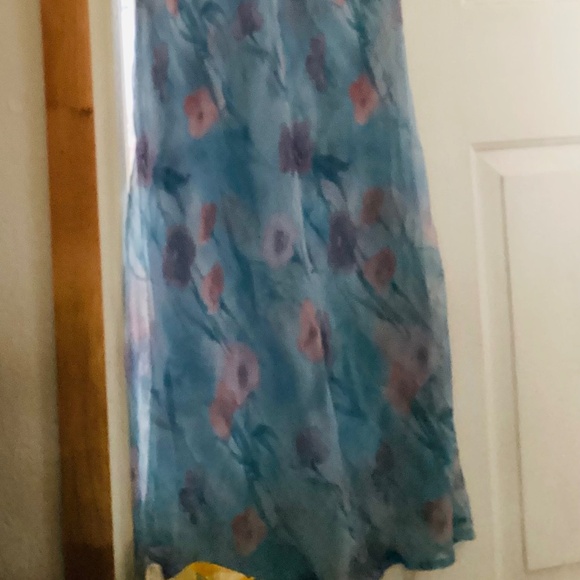 Express brand  vintage sheer blue dress flower print size 9/10 made in usa - Picture 2 of 5